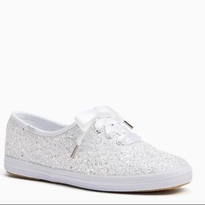 Brand NEW Kate Spade White Sparkly Glitter Keds Size 7